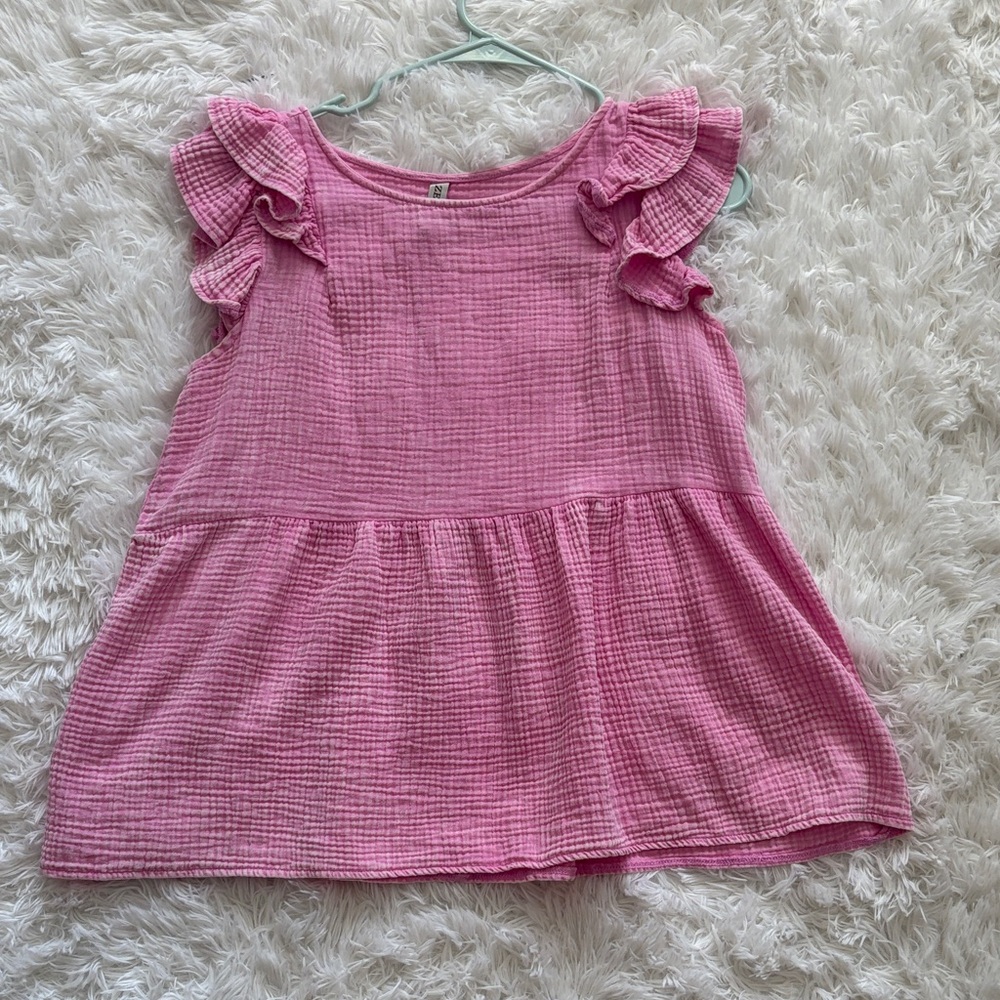 Zenana Outfitters Pink Ruffle Sleeve Tank Top
